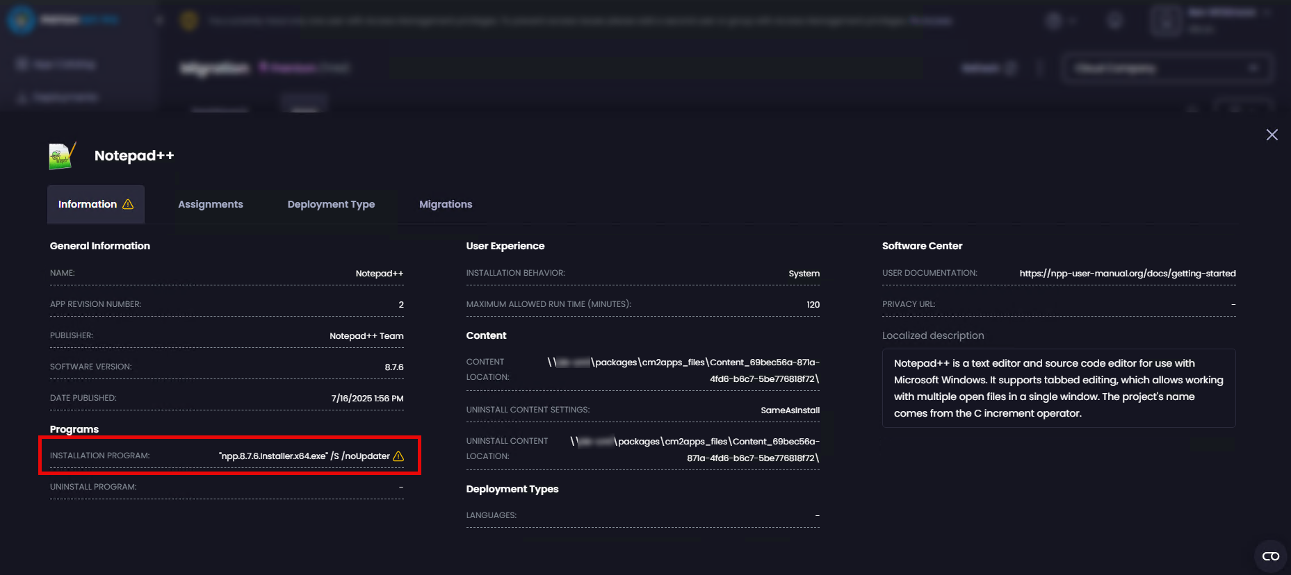 EXE-based app identified from the installation program