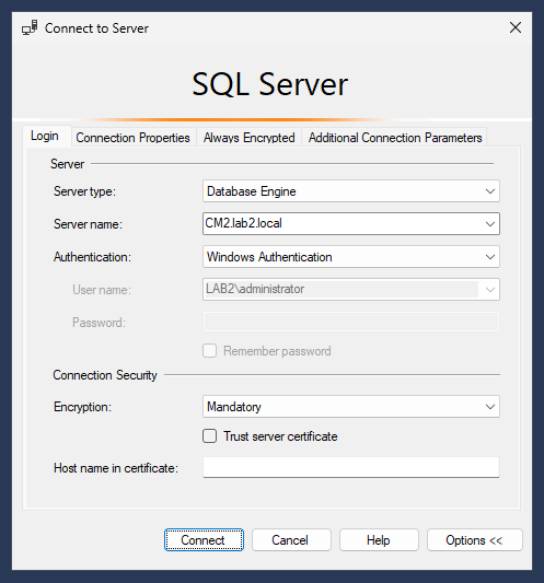 Authenticate and Connect to via SSMS