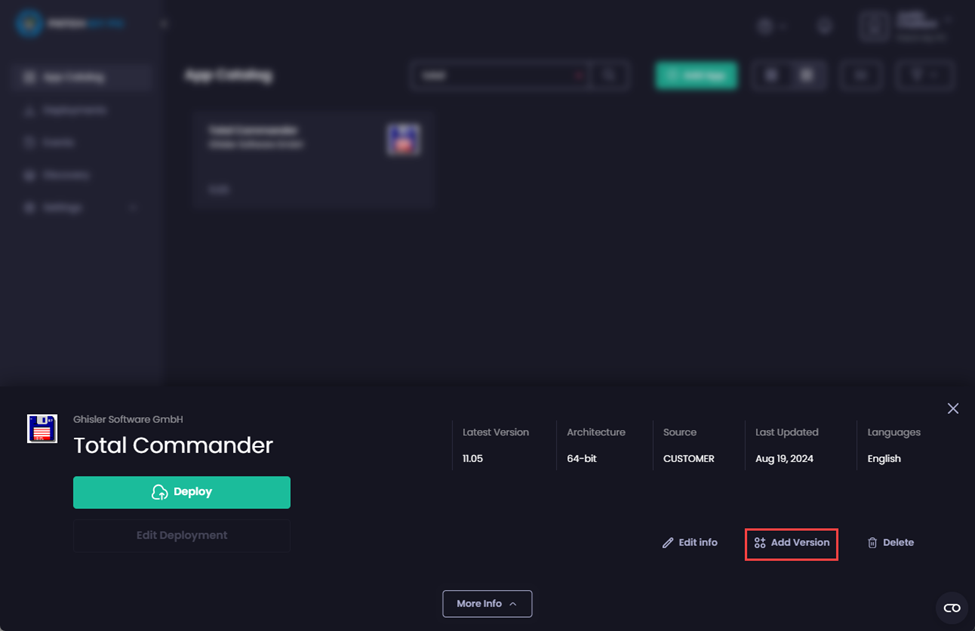 Clicking “Add Version”