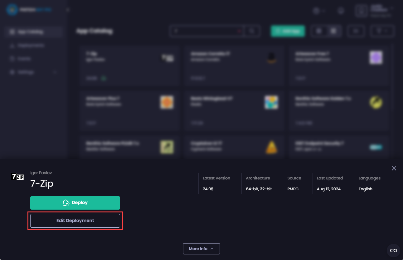 Clicking "Edit Deployment" on the deployment's property page.