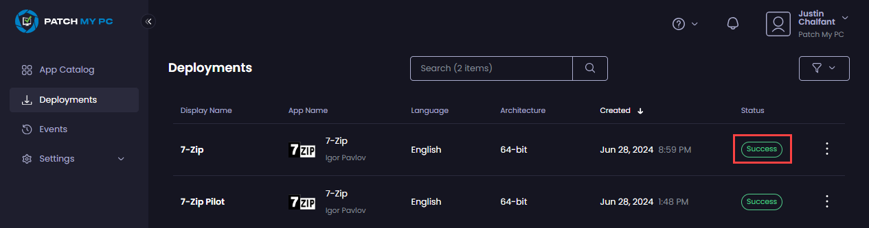 Portal auto-refreshes to show the deployment has been successfully recreated