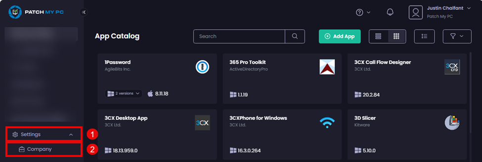 Navigating to ‘Settings | Company’