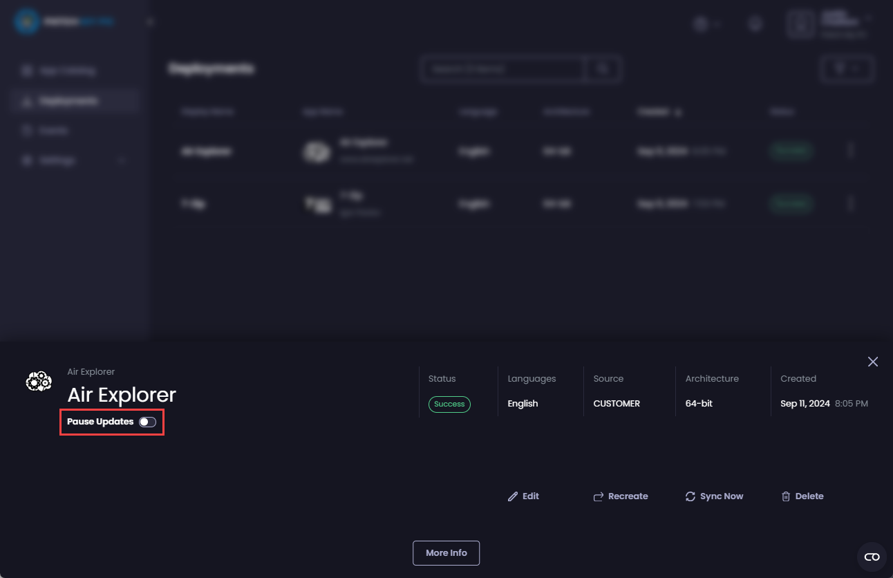 Clicking the “Pause Updates” slider 