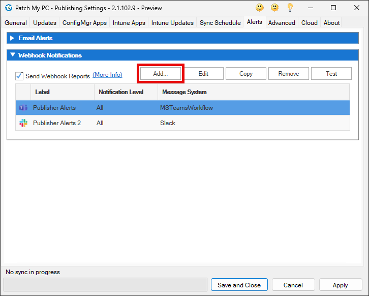 Add a Webhook Notification