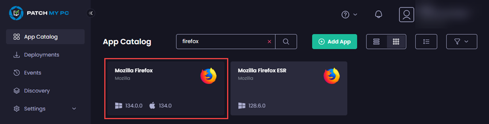 Clicking the relevant app