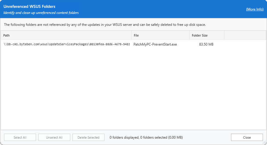 Unreferenced WSUS Folders