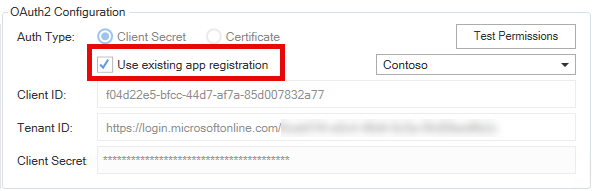 Use existing app registration