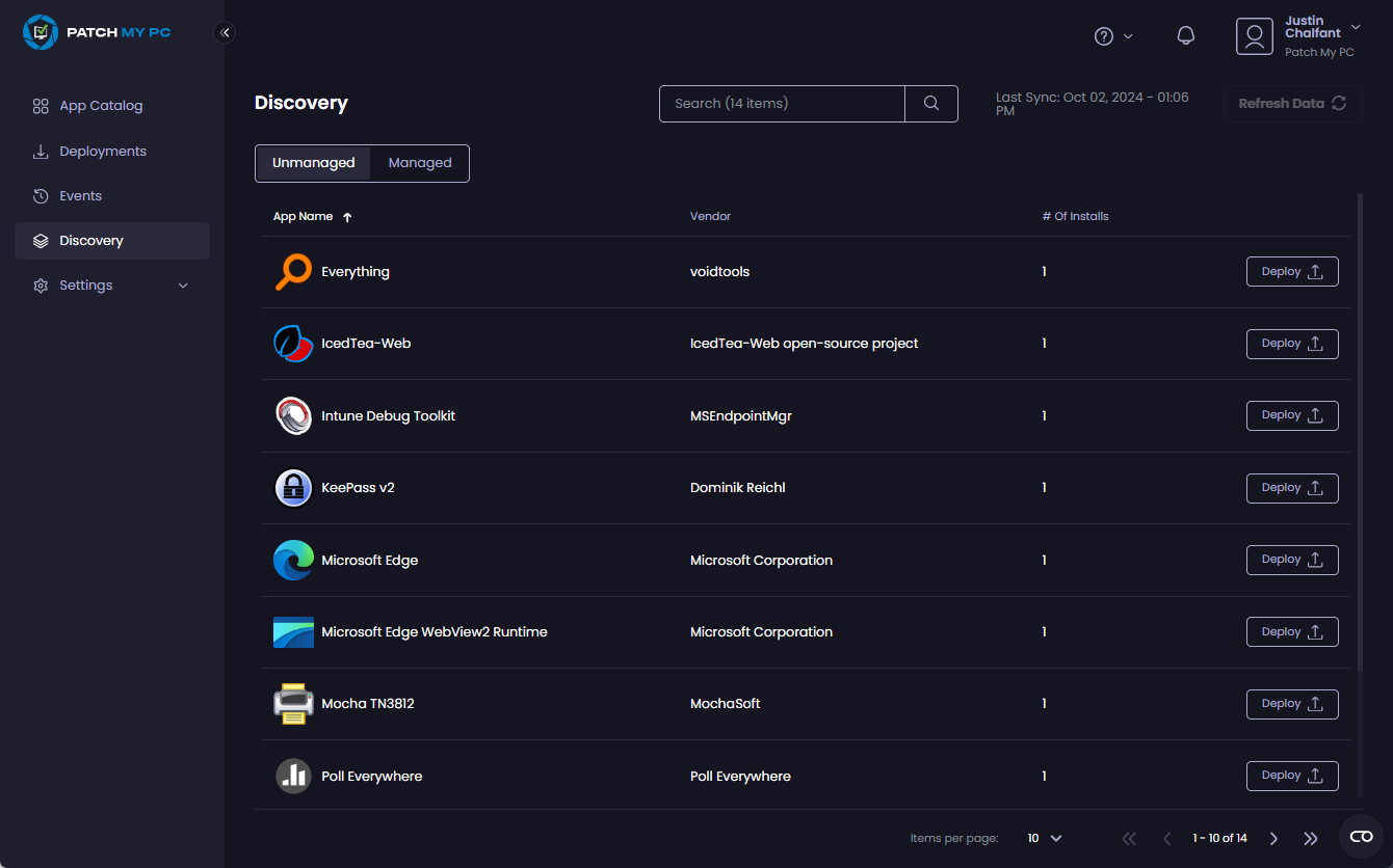 Populated “Discovery” node