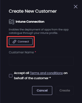 Clicking 'Connect' under the 'Intune Connection' section 