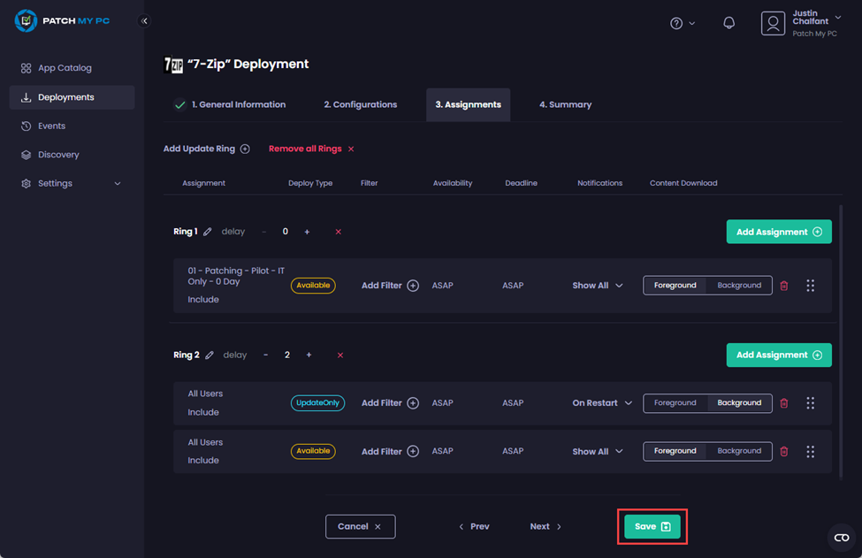 Clicking “Save” to save changes
