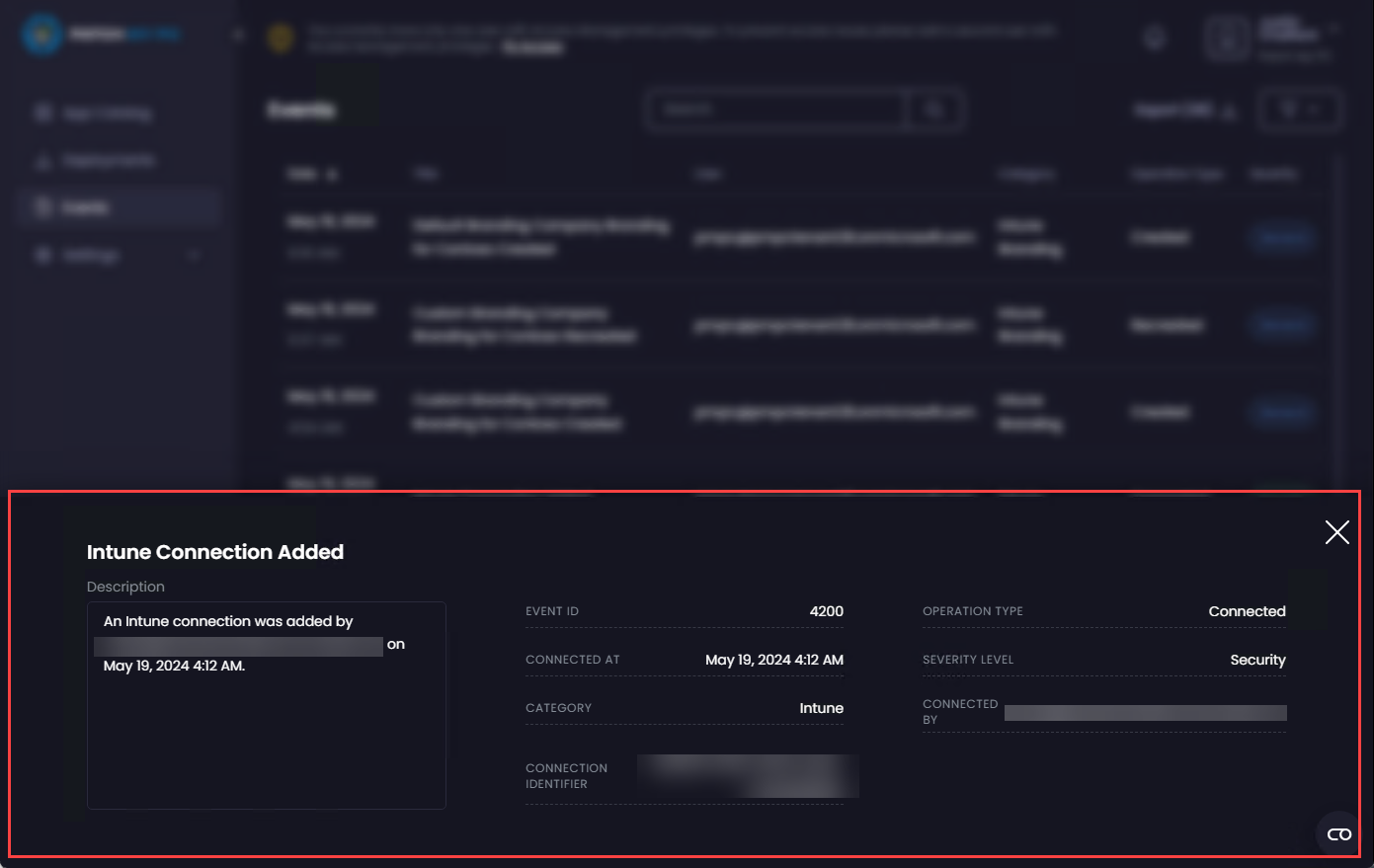 Details page for the Event