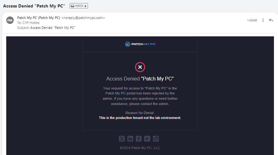 "Access Denied" email