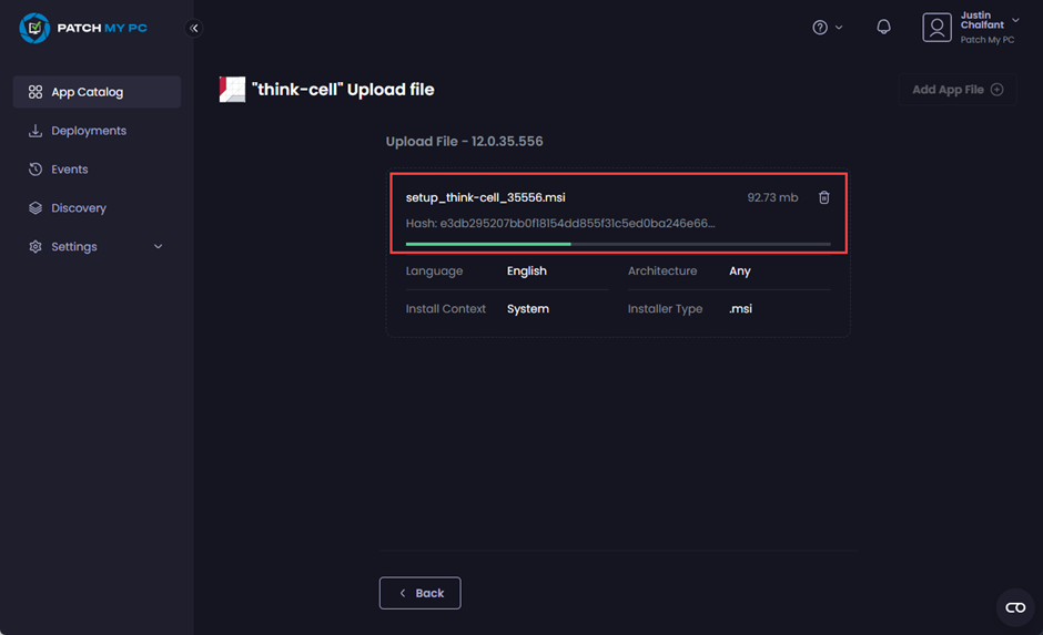 Calculating the hash for the file as its uploaded to your portal