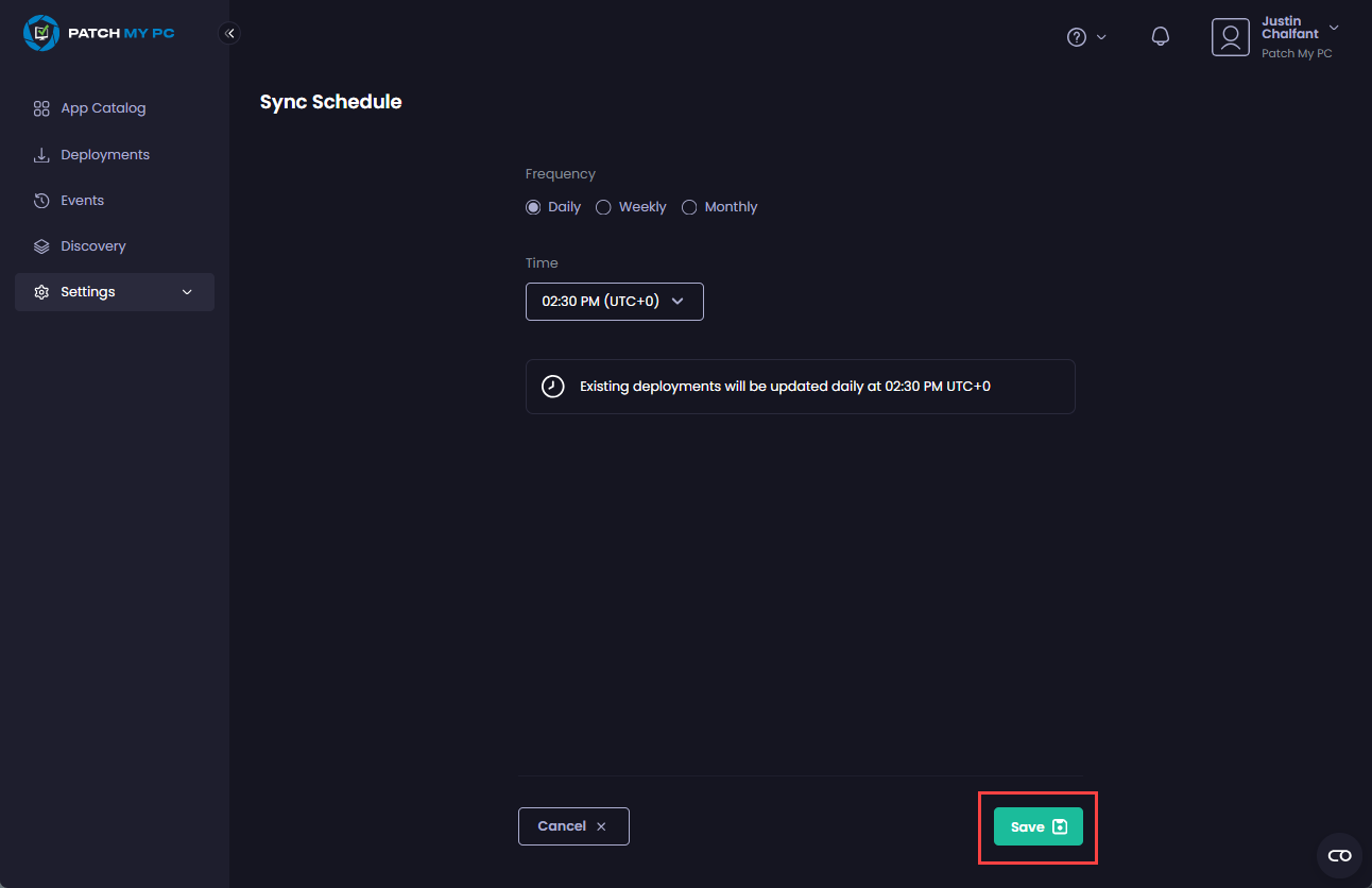 Clicking “Save” to save your changes