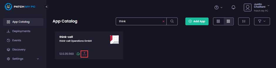 “Upload” icon showing a new version of an app needs to be uploaded