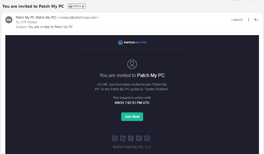 Example “Invitation” email
