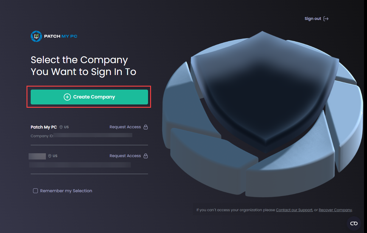 Clicking 'Create Company' to create a new company