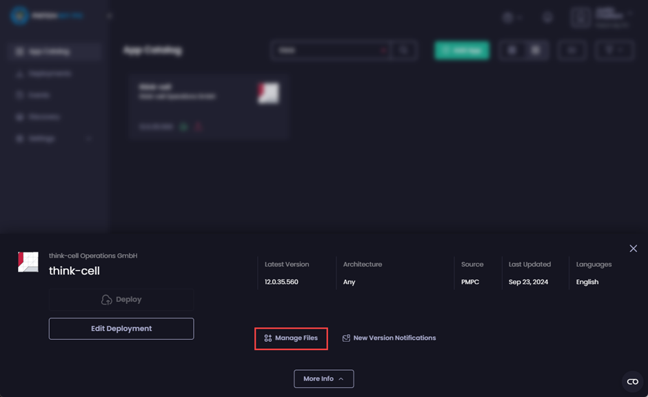 Clicking “Manage Files”