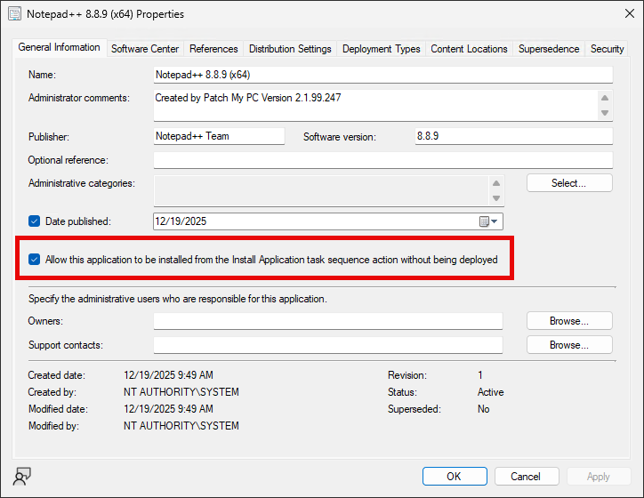 Allow applications to be installed from the Install Application task sequence action