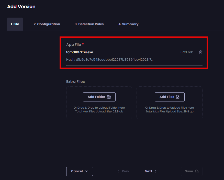 Calculating the hash for the file as its uploaded to your portal.