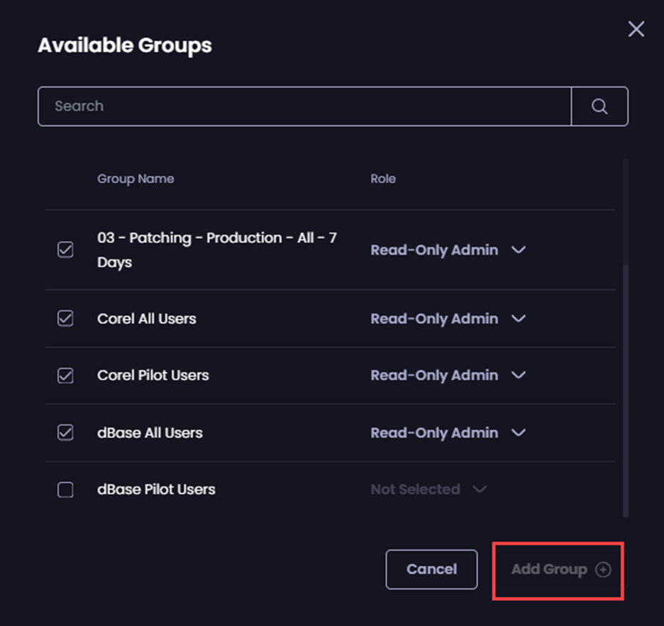 “Add Group” button unavailable
