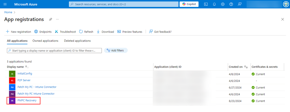 Clicking the “PMPC Recovery” application