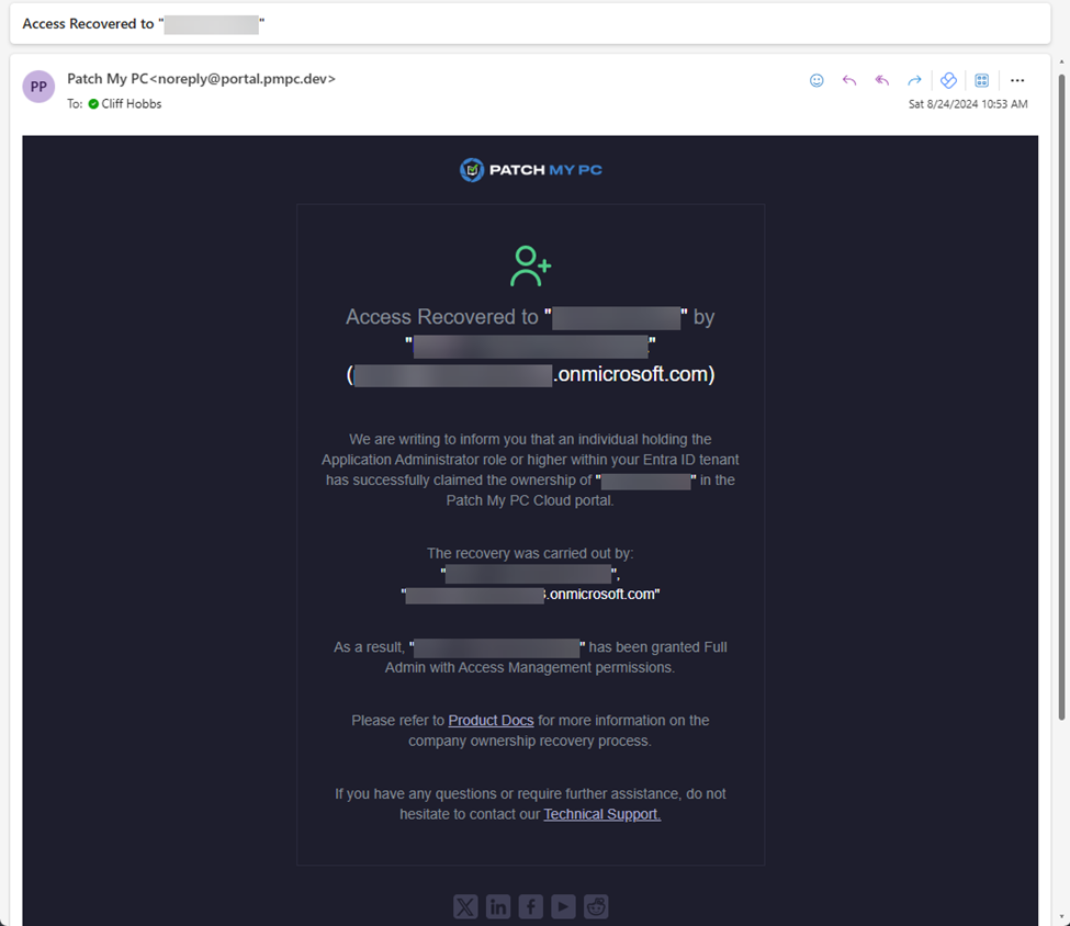 Example Account Recovery Email