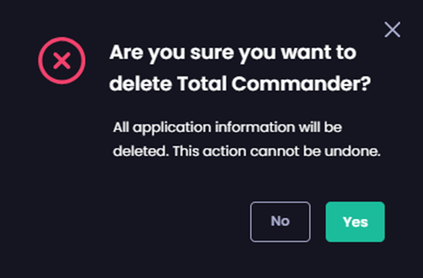 “Are you sure you want to delete <app_name>” dialog box