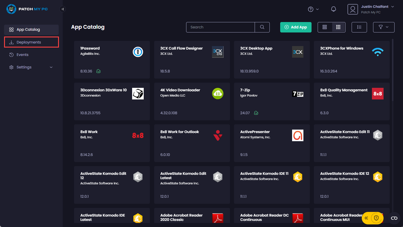 Navigating to the “Deployments” node 