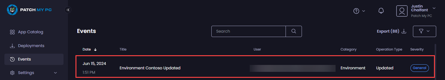 Event related to renaming the Environment