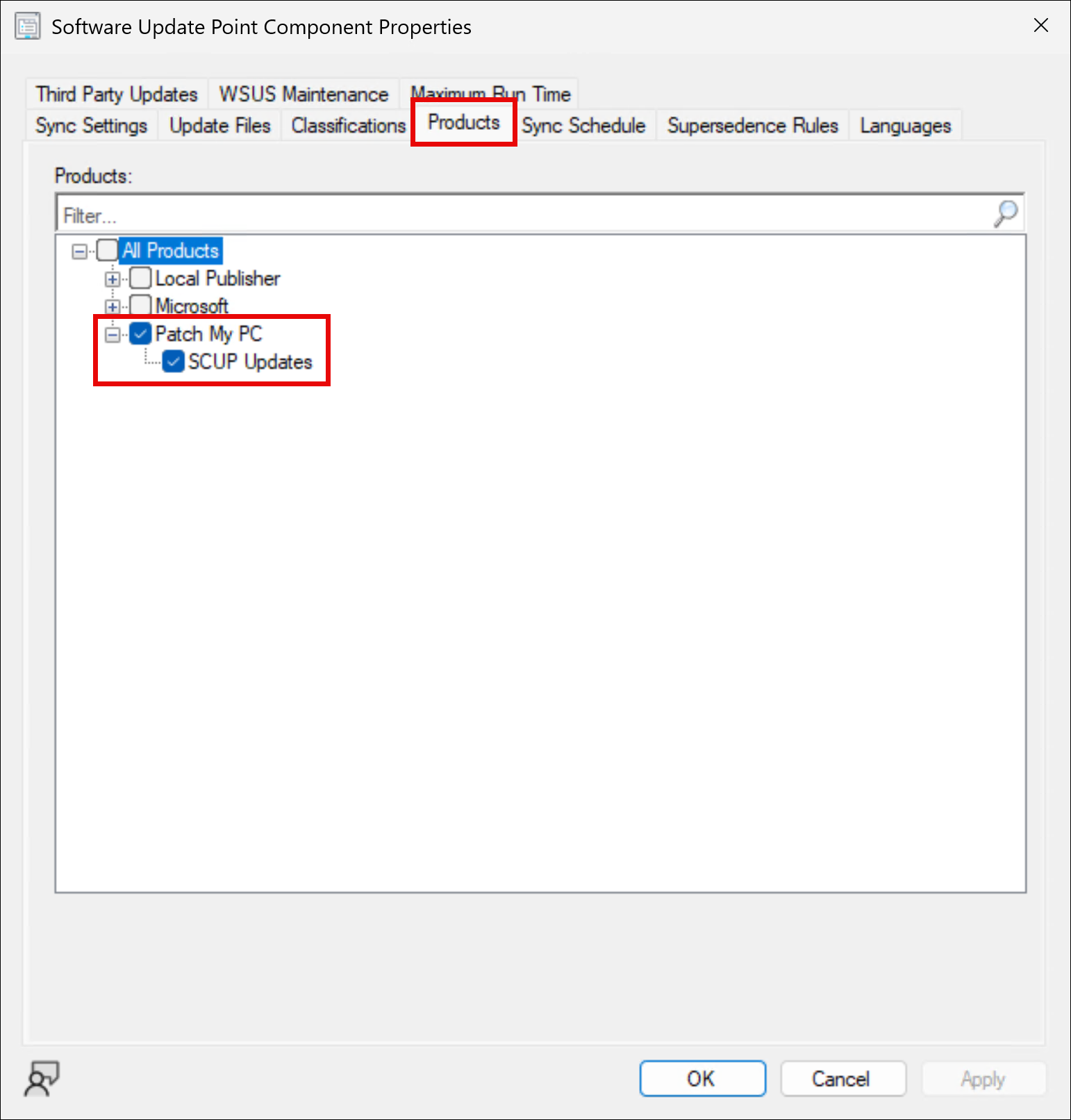 SUP Component Properties > Products
