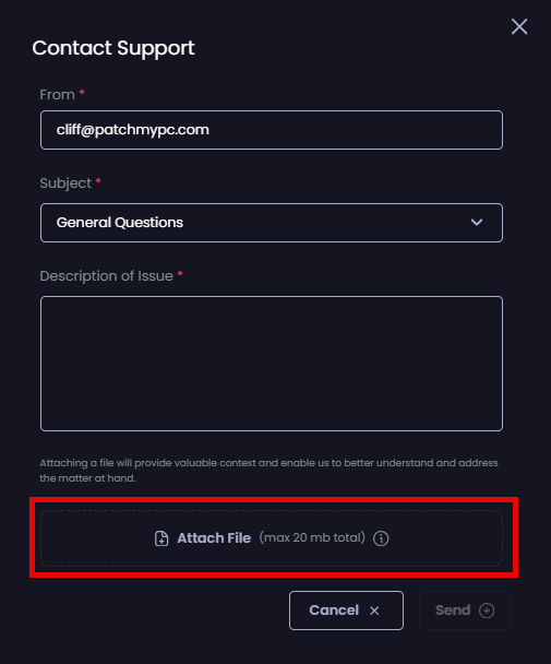 Clicking "Attach File"