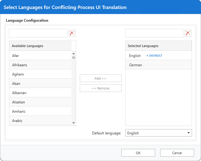 Select Language for Conflicting Process UI Translation
