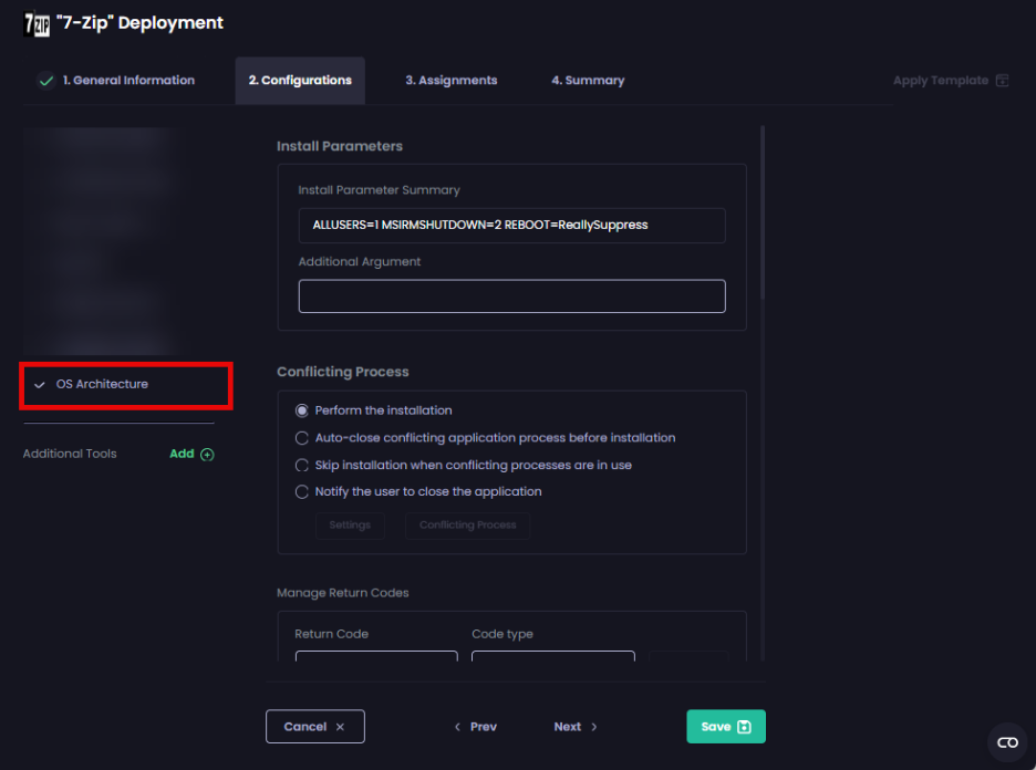 Clicking the ‘OS Architecture’ tool 