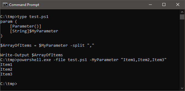 Parse a PowerShell array as a parameter