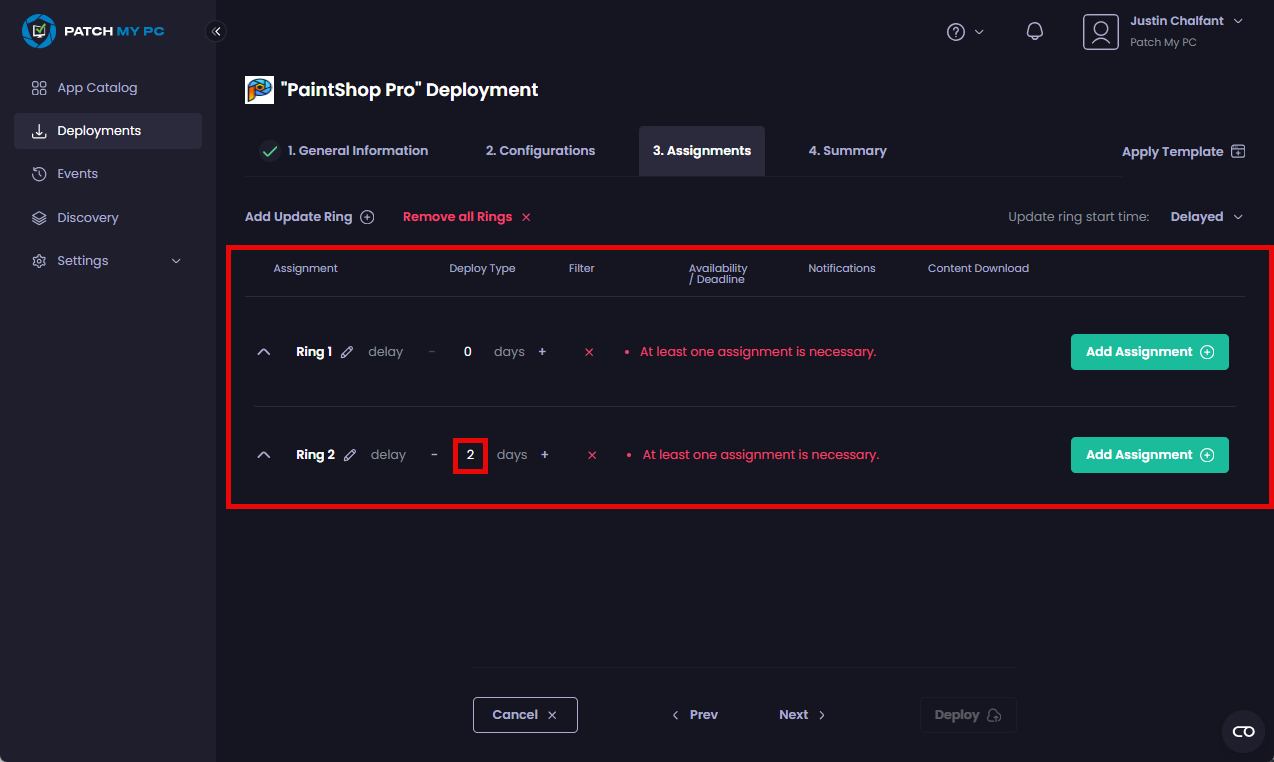 Default rings and their settings