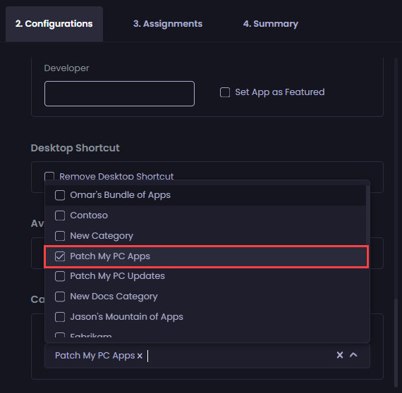 Selecting the checkbox beside the relevant categories