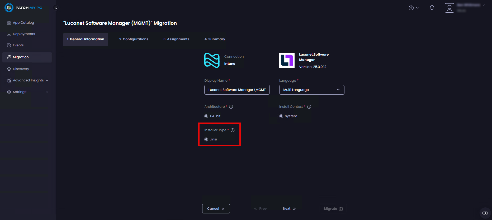 MSI-based app shown in the deployment flow