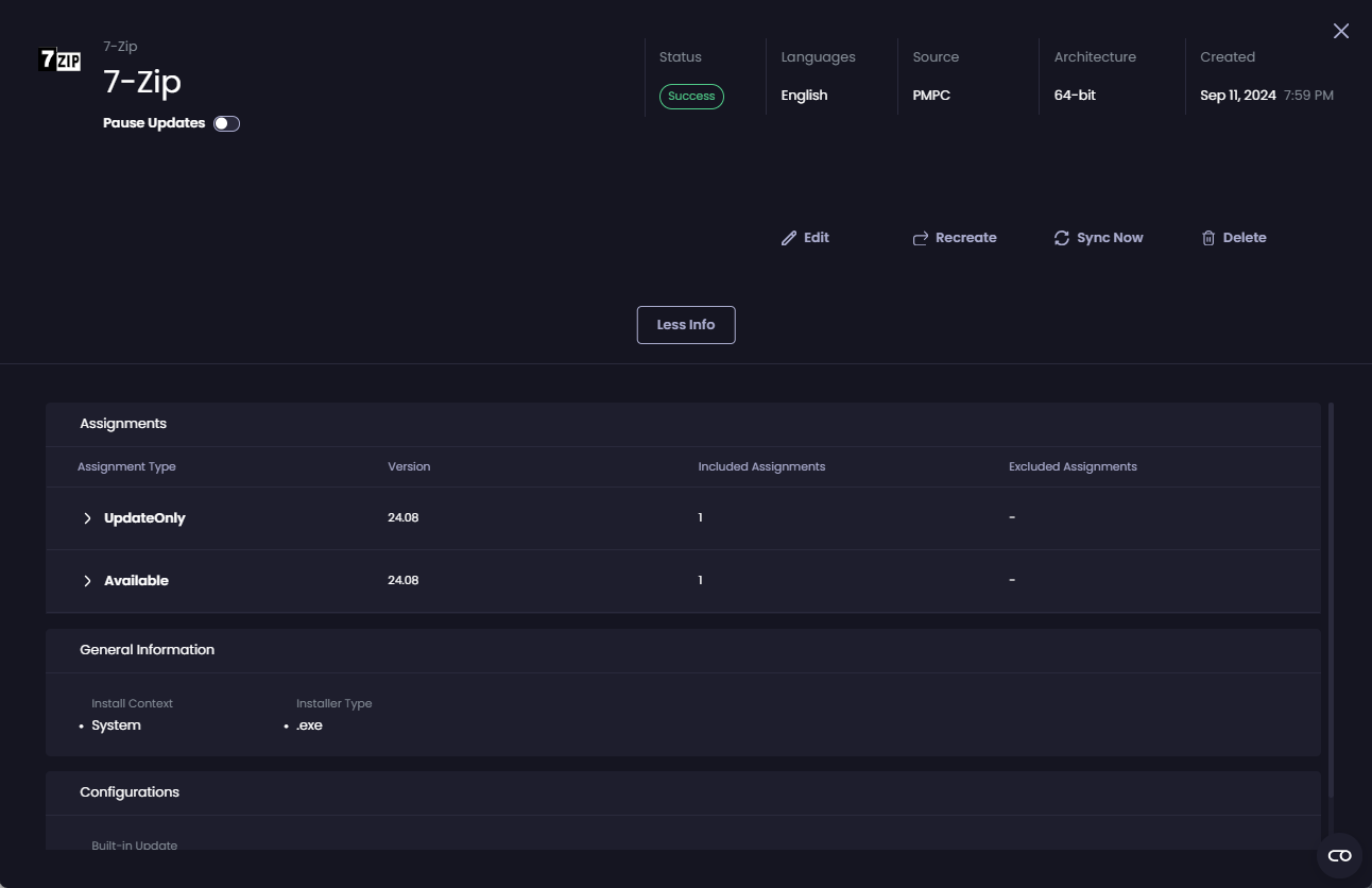 More information about the deployment is shown