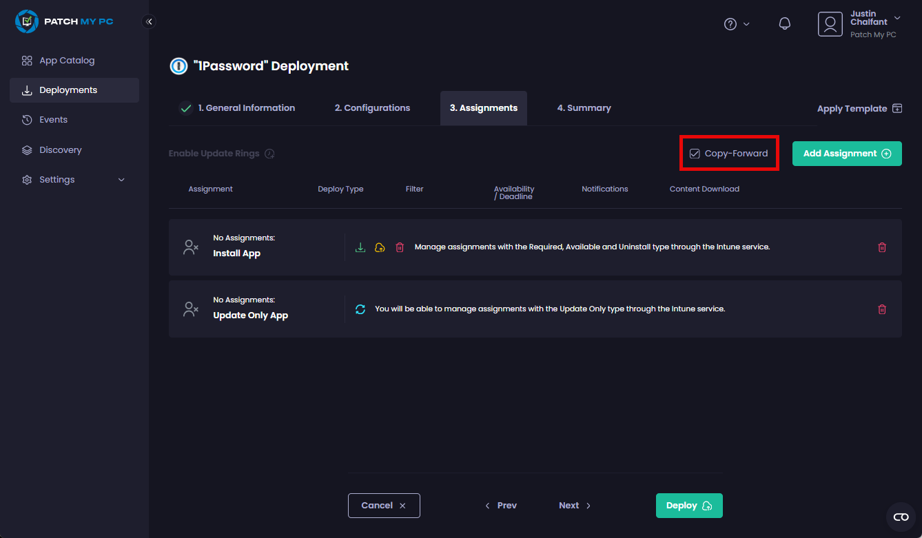 'Copy-Forward' checkbox