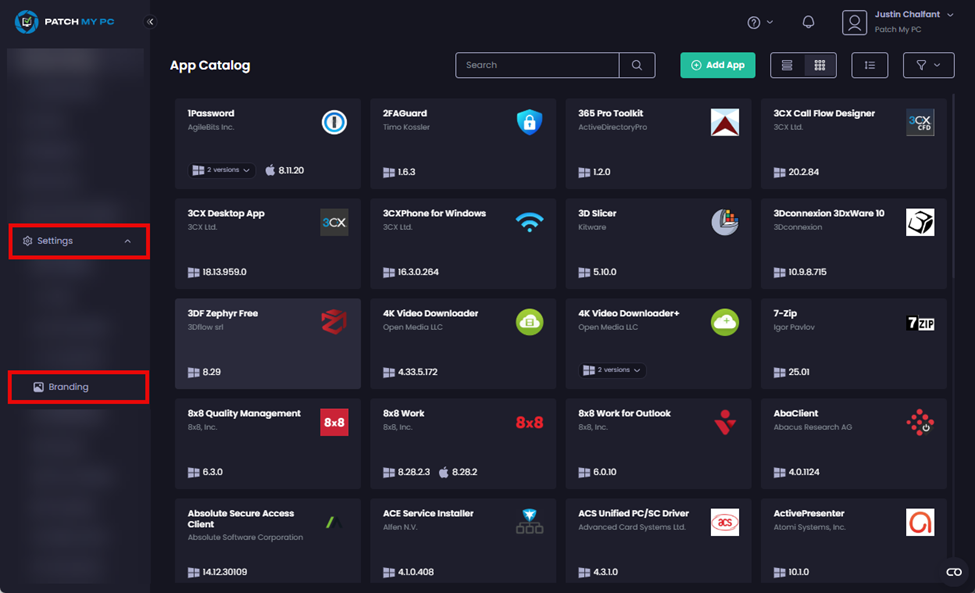 Navigating to ‘Settings | Branding’