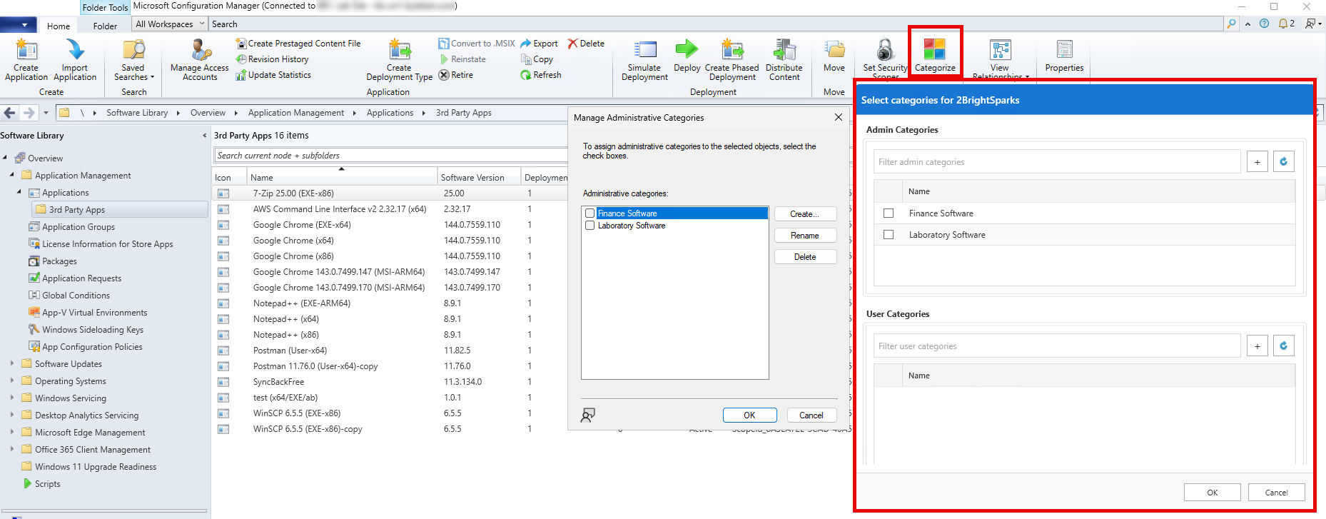 ConfigMgr Categories