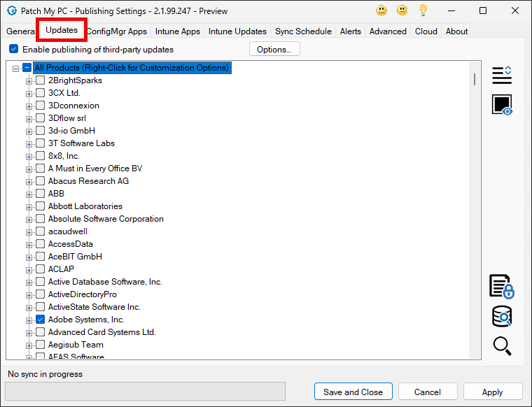 Updates Tab Overview