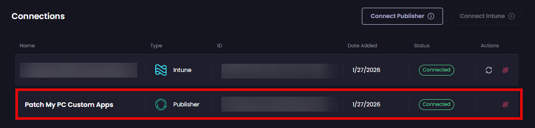 New Publisher connection