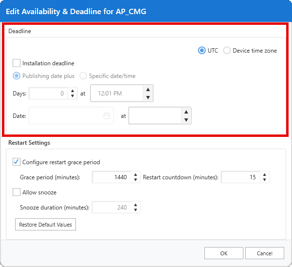 Deadline Configuration