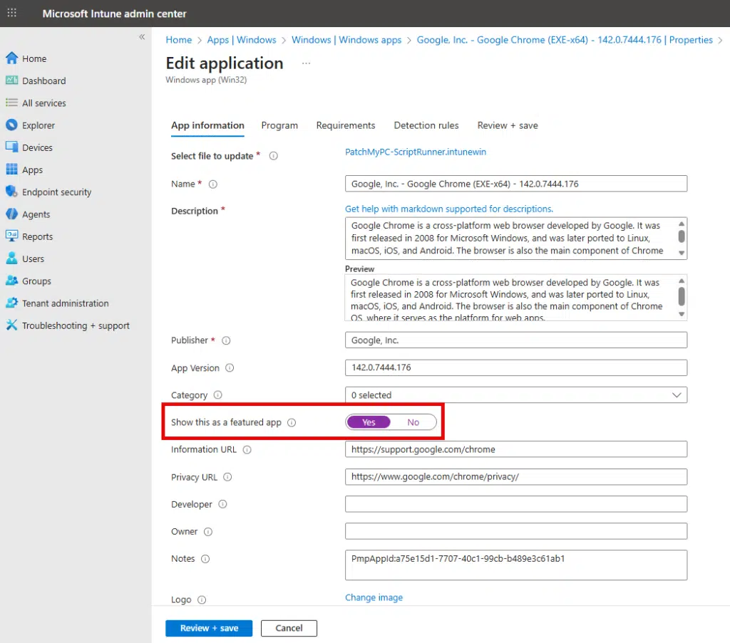 Show this as a featured app