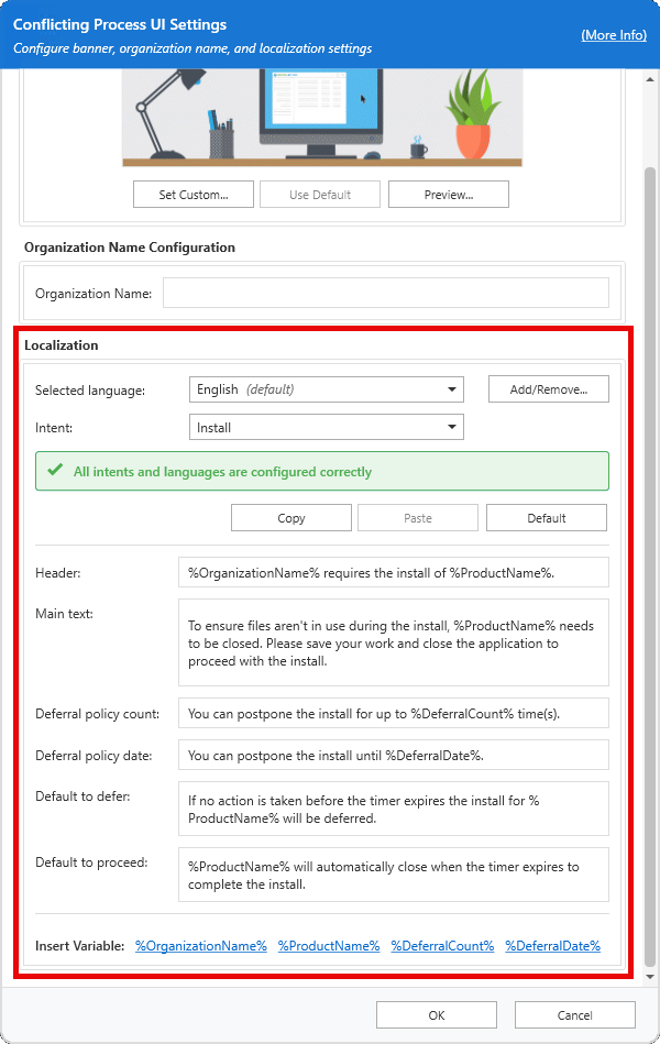 Localization Options