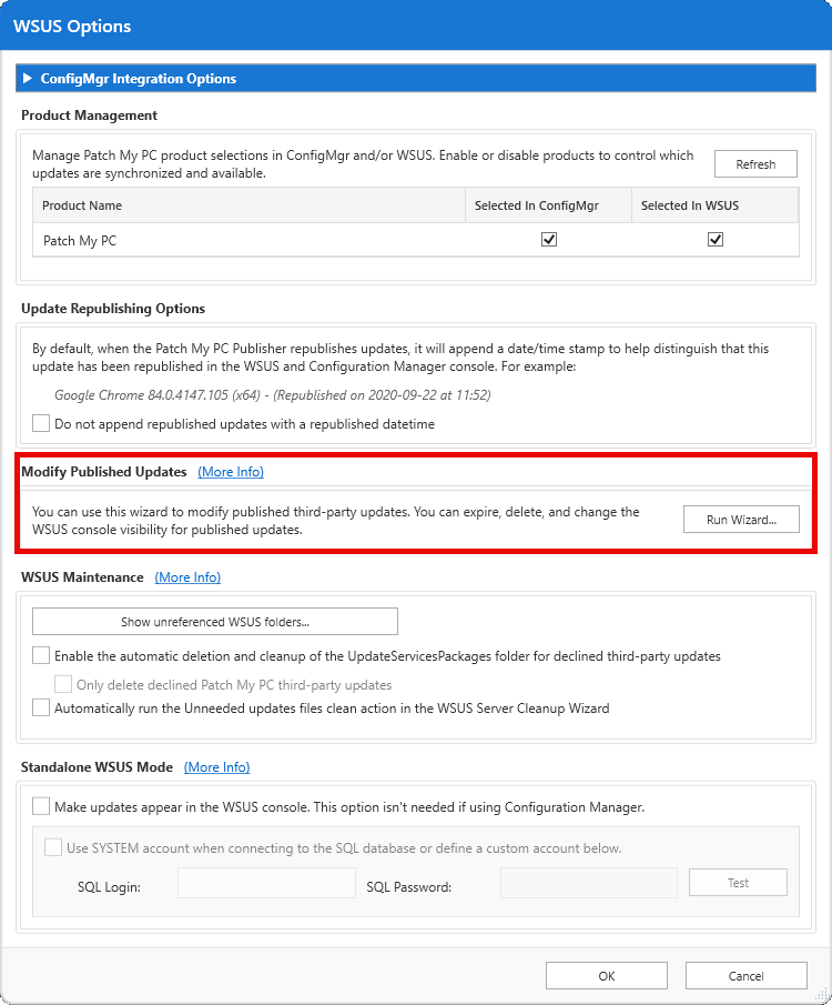 Modify Published Updates