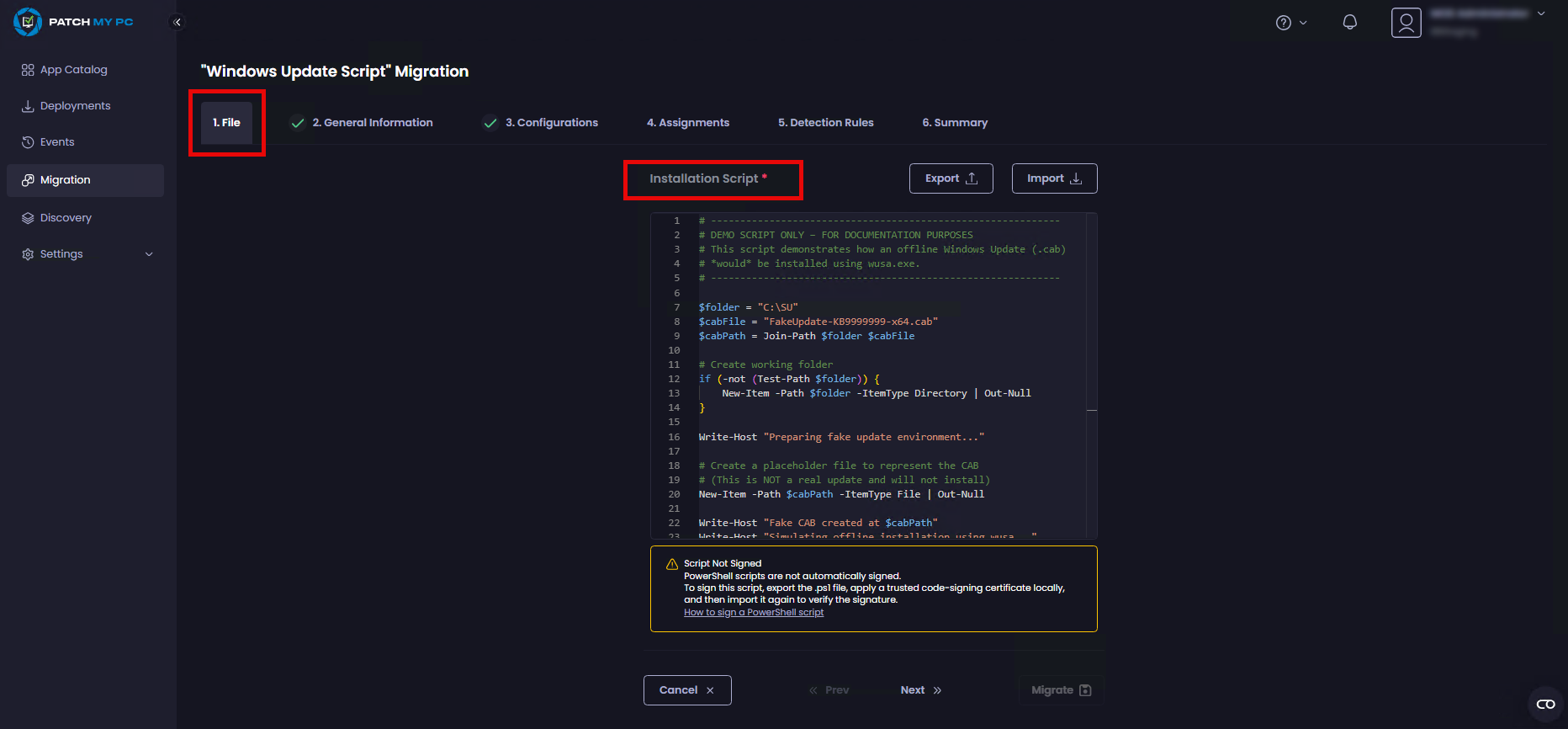 Script-based app shown in the deployment flow