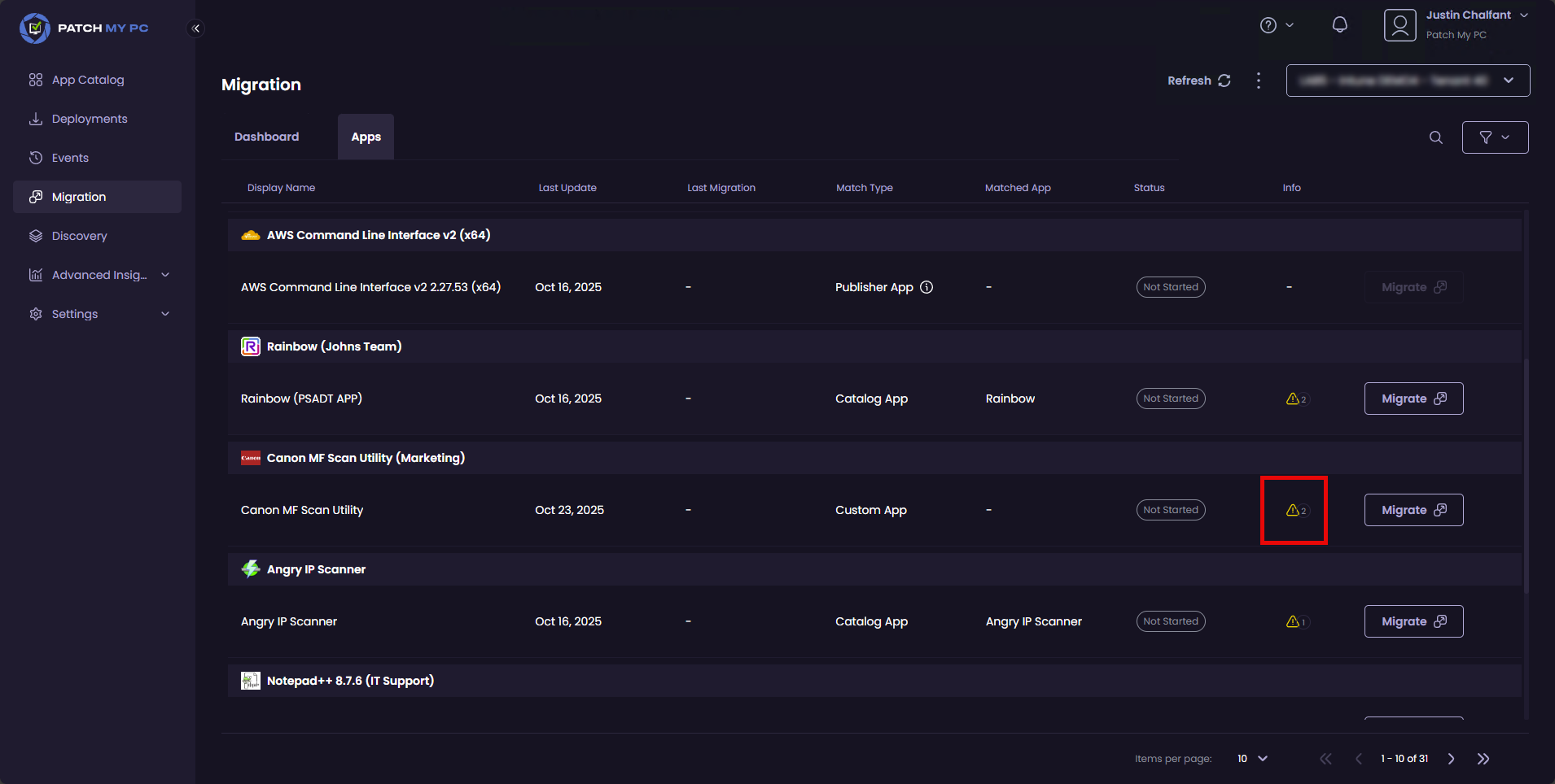 Understand if the migration will not include some properties